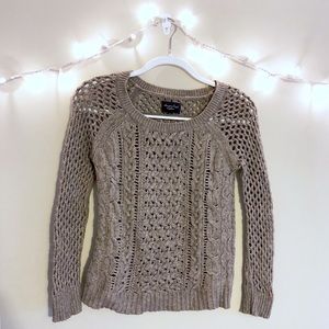 American Eagle | Taupe Open Knit Sweater